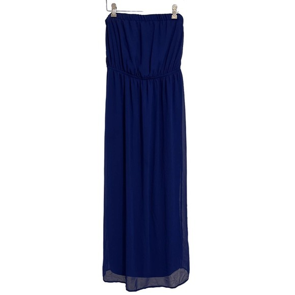 One Clothing Blue Strapless Flowy Maxi Dress Size Large‎ Pre-owned - Picture 1 of 8